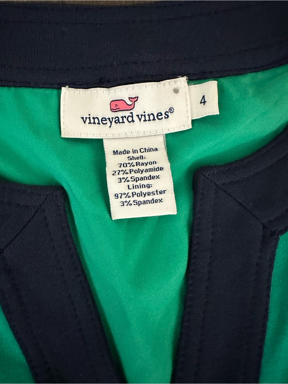 Vineyard Vines Green Dress with Navy Trim - Picture 4 of 5
